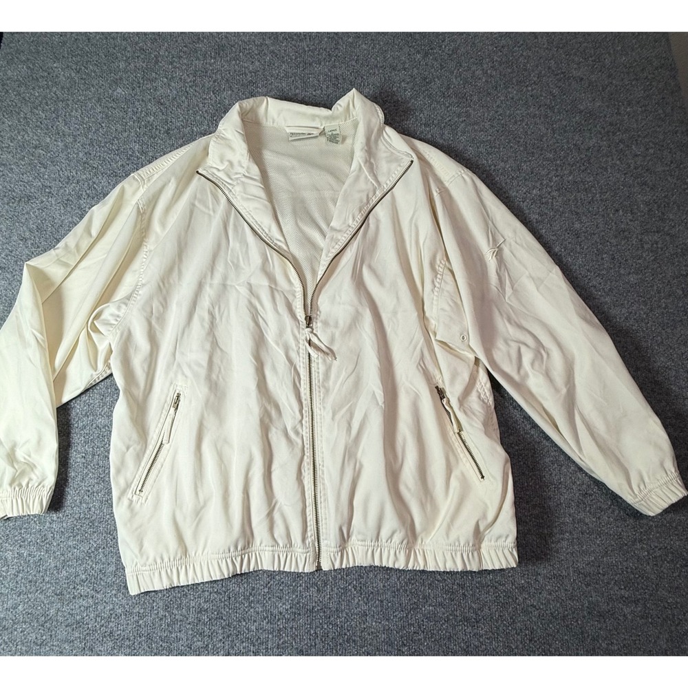 Reebok Golf‎ Ladies XL Full Zip Windbreaker Jacket Lightweight Cream Sport